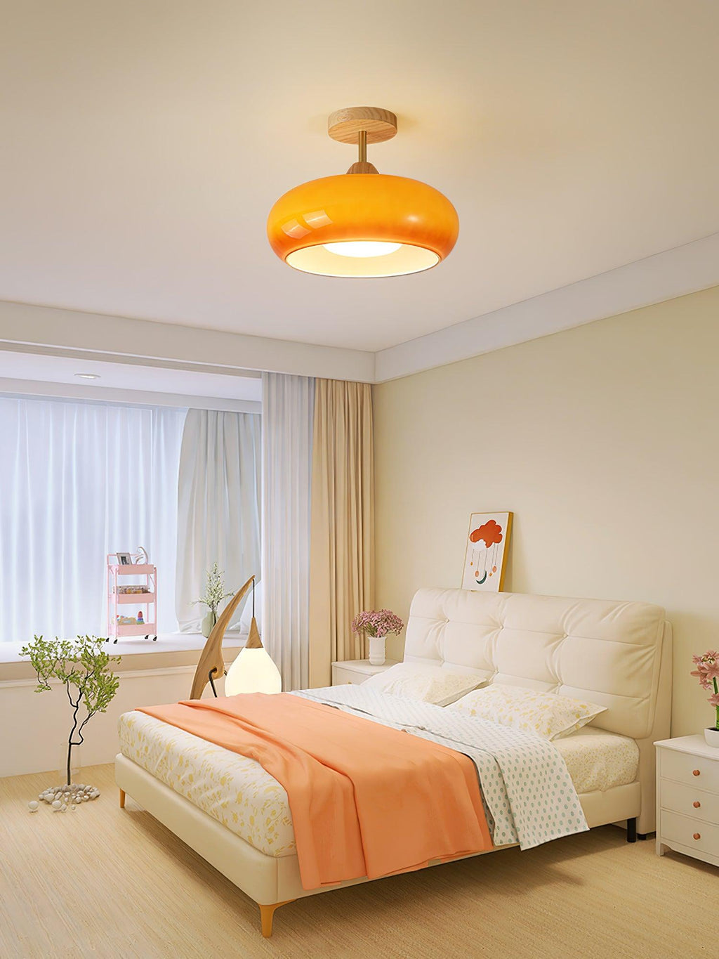VKL-1010 Bauhaus-loftslampe — Orange og hvid