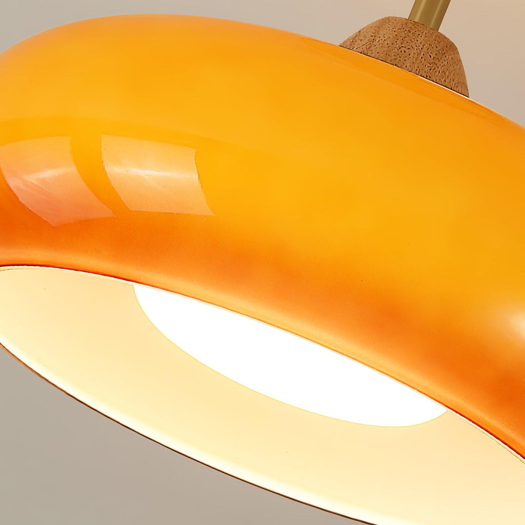 Charlotte plafond — Bauhaus-skjerm i oransje og hvitt glass og tre