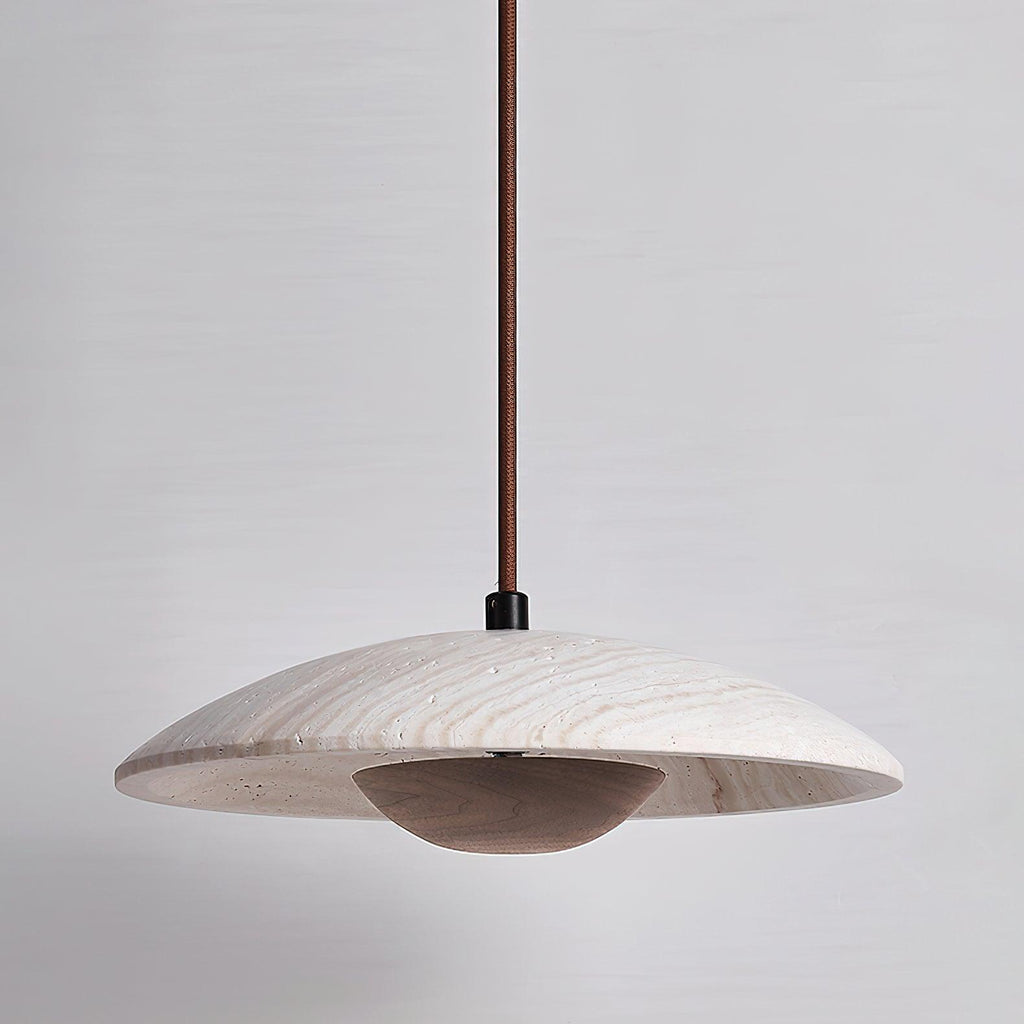 Závěsné svítidlo Plate Wabi-Sabi z travertinu — integrovaná LED 12 W, průměr 9.8 palce