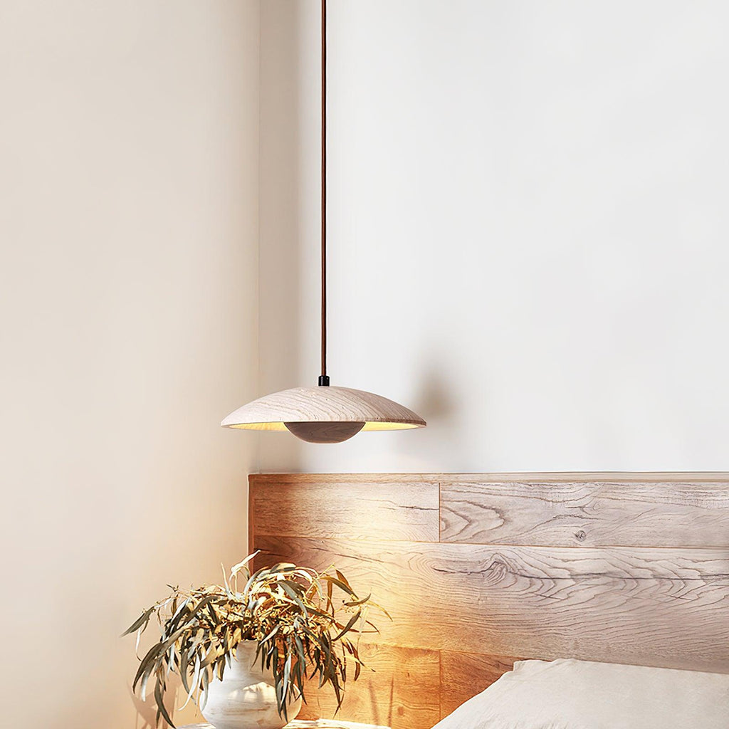 Závěsné svítidlo Plate Wabi-Sabi z travertinu — integrovaná LED 12 W, průměr 9.8 palce