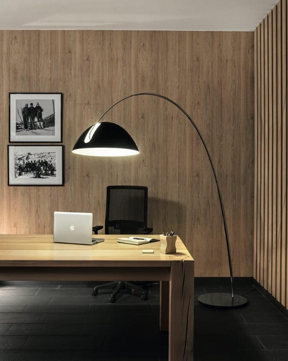 Verse Arc Floor Lamp — Swiveling Shade, Tapered Stem