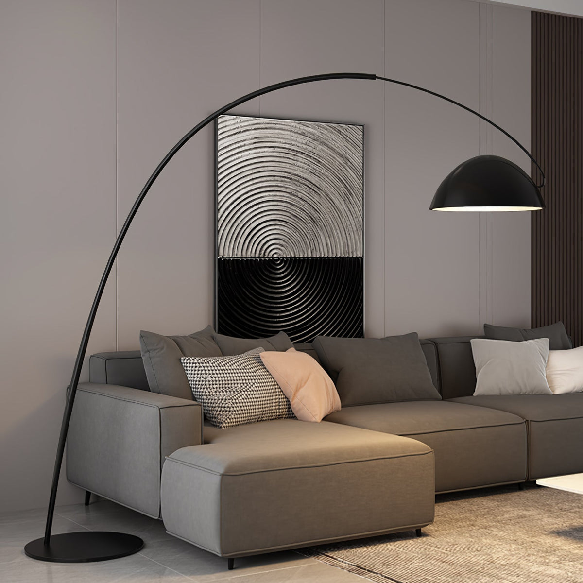 Verse Arc Floor Lamp — Swiveling Shade, Tapered Stem