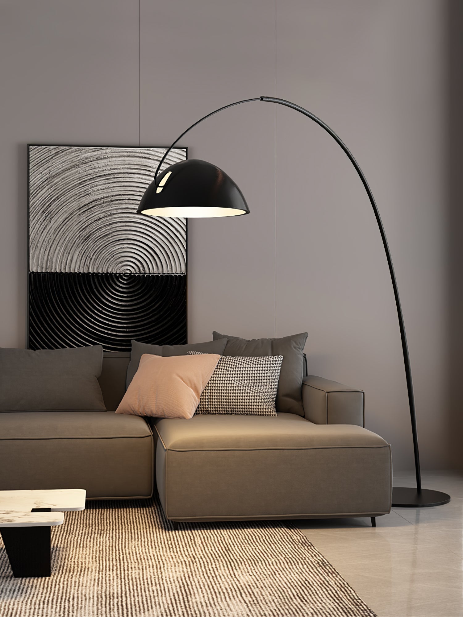 Verse Arc Floor Lamp — Swiveling Shade, Tapered Stem