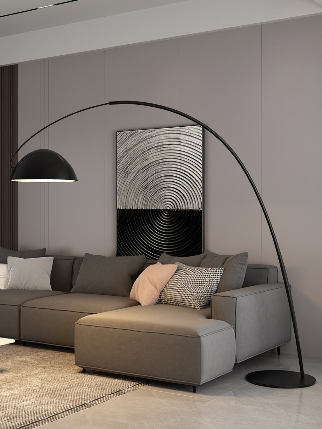 Verse Arc Floor Lamp — Swiveling Shade, Tapered Stem