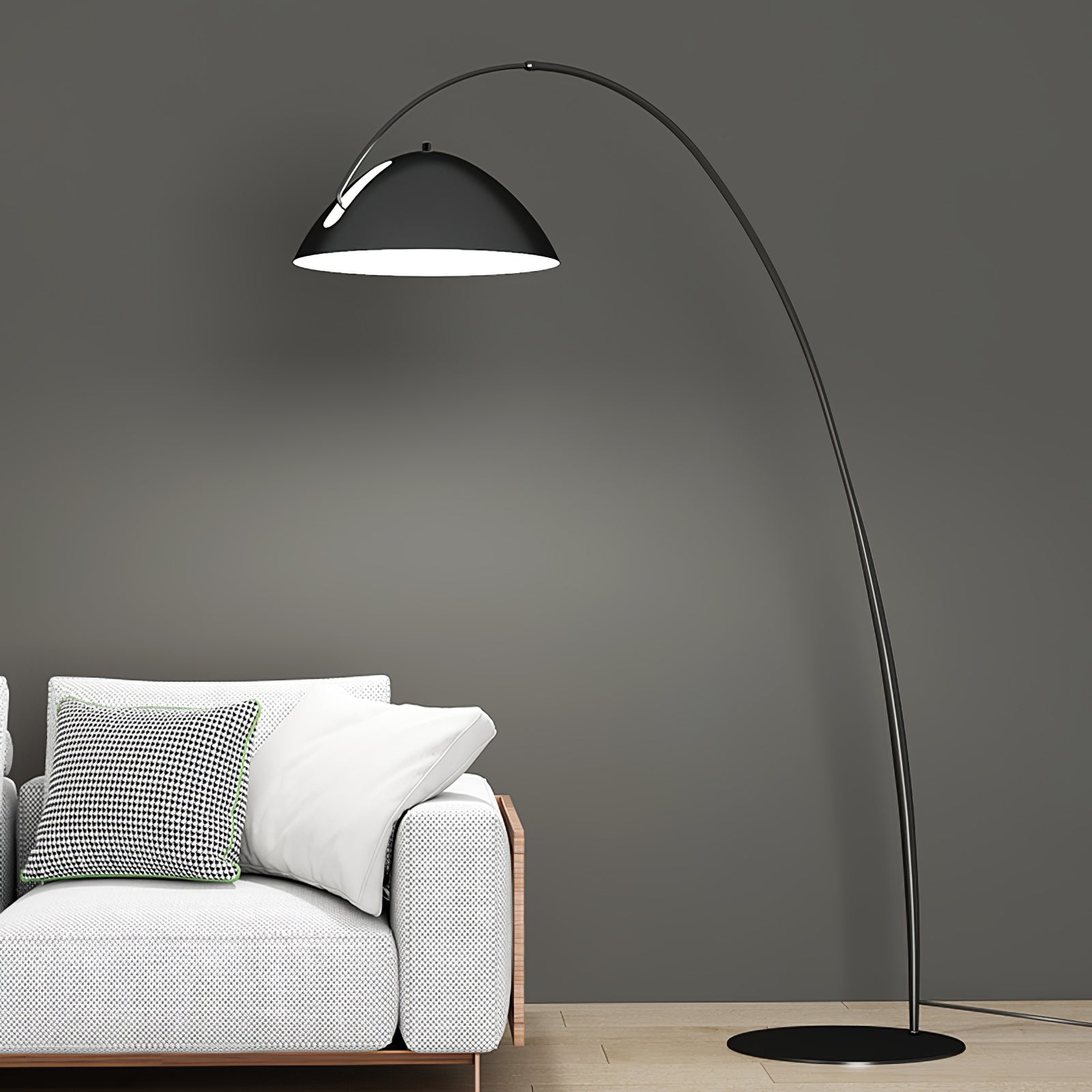 Verse Arc Floor Lamp — Swiveling Shade, Tapered Stem