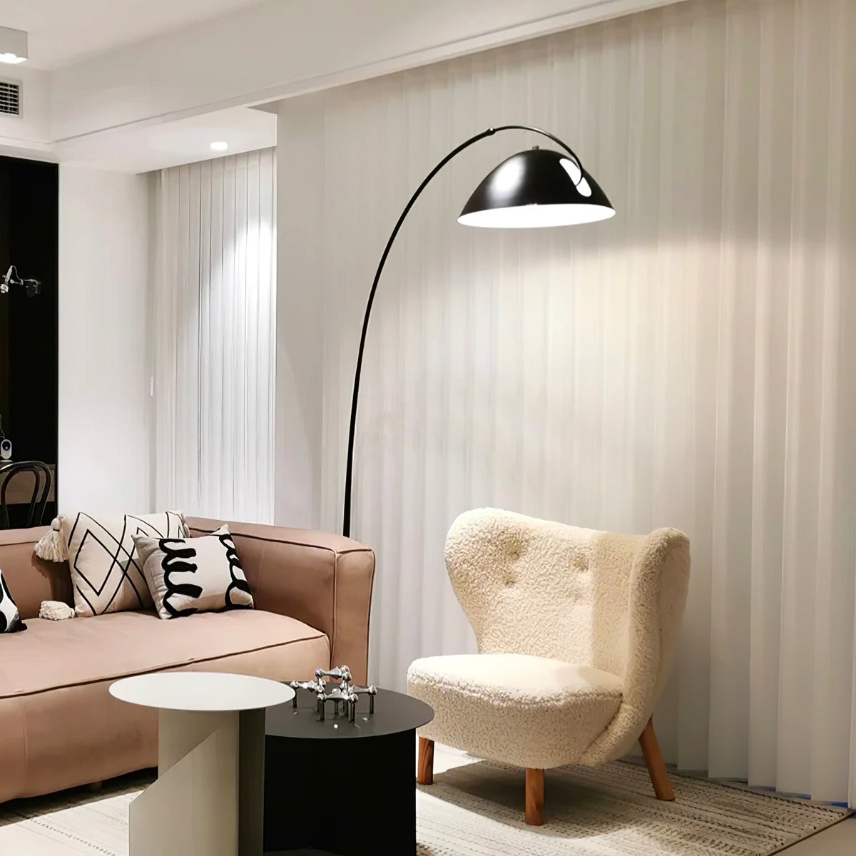Verse Arc Floor Lamp — Swiveling Shade, Tapered Stem