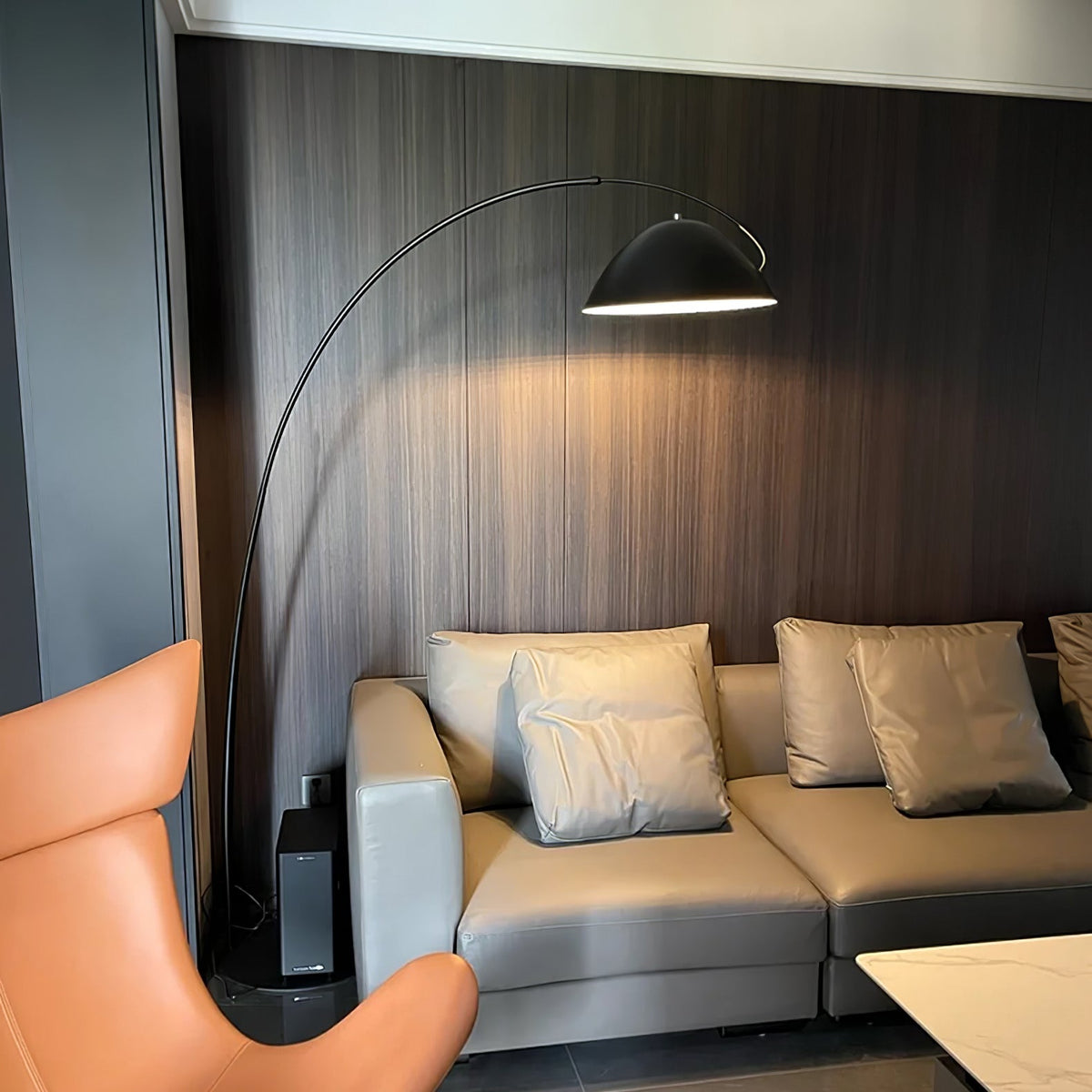Verse Arc Floor Lamp — Swiveling Shade, Tapered Stem