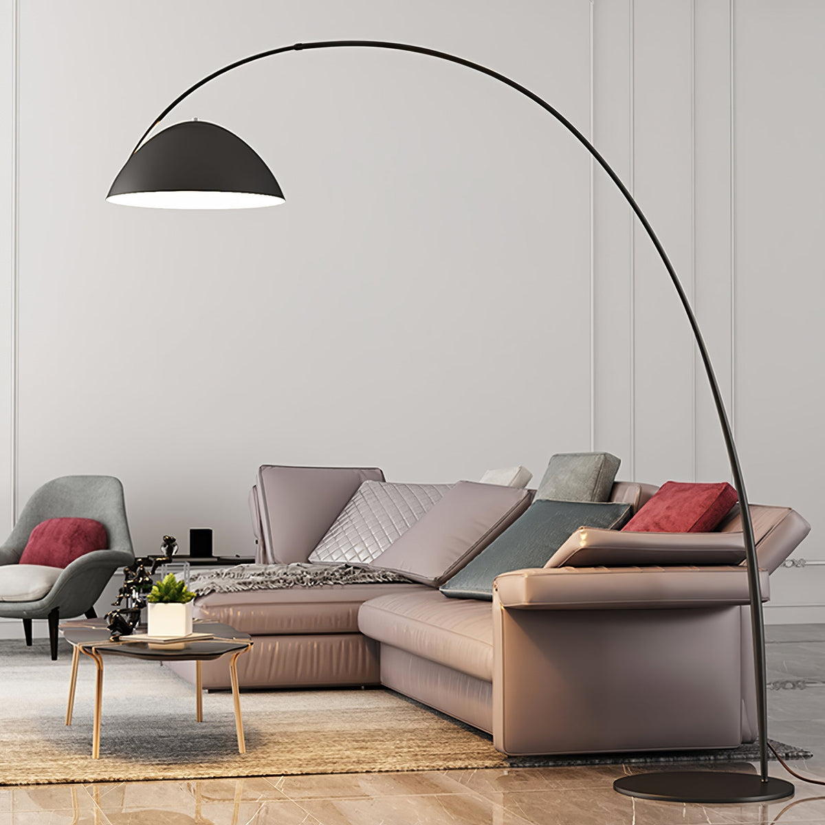 Verse Arc Floor Lamp — Swiveling Shade, Tapered Stem