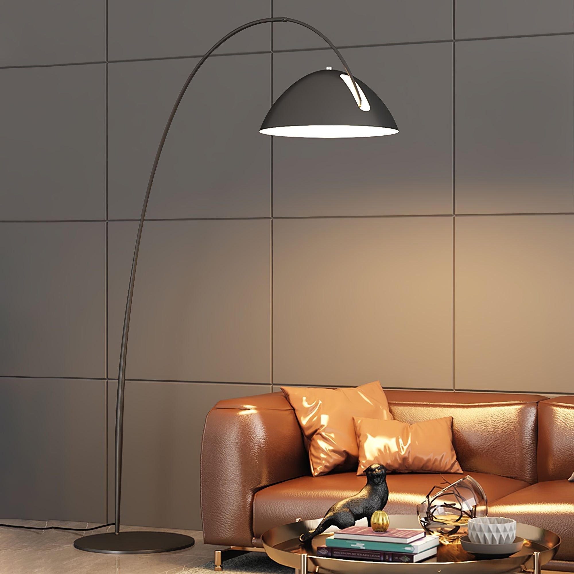 Verse Arc Floor Lamp — Swiveling Shade, Tapered Stem