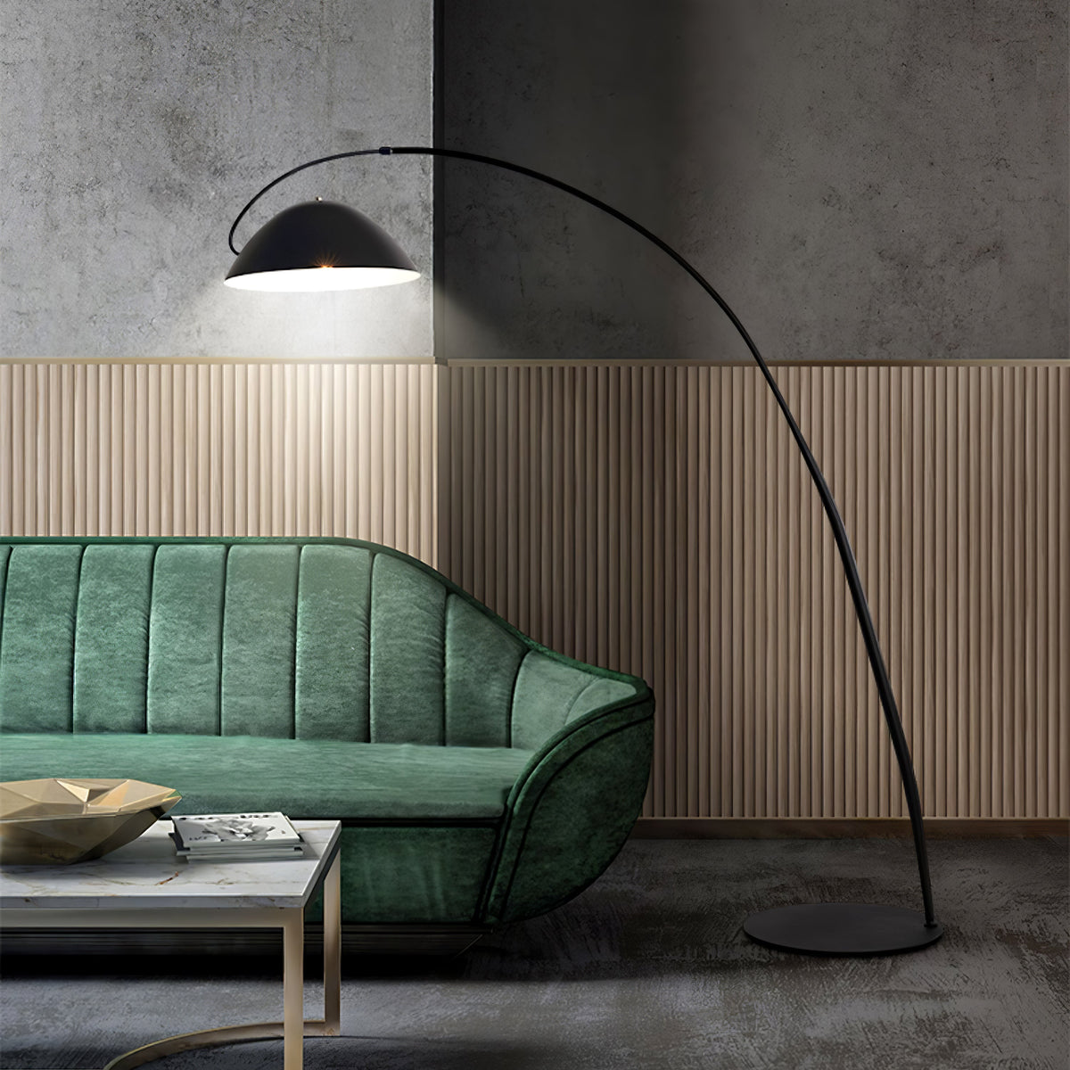 Verse Arc Floor Lamp — Swiveling Shade, Tapered Stem