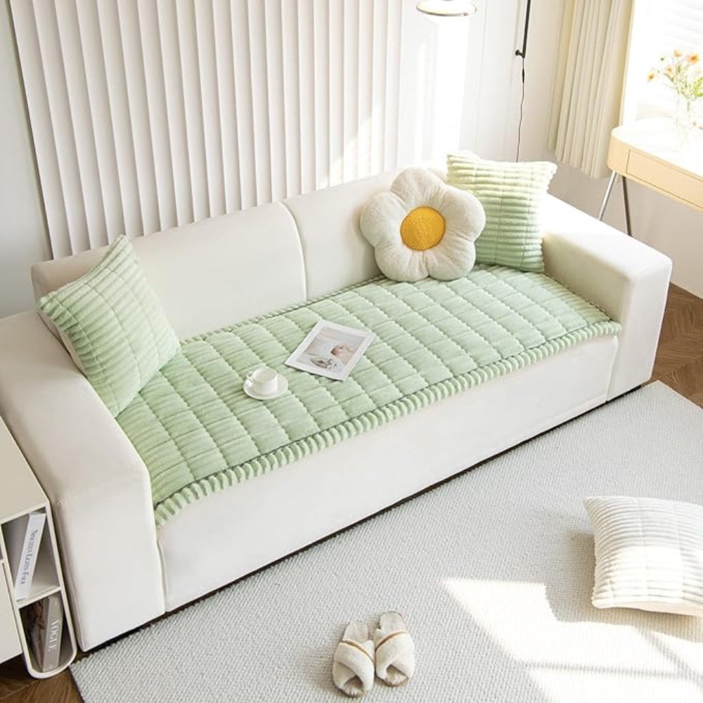 غطاء أريكة CozyNest مبطن بحواف مطوية للأرائك