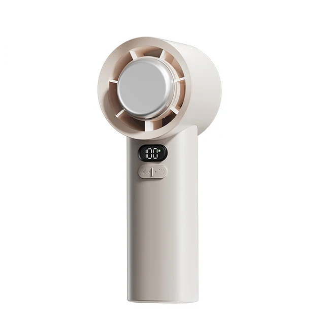 Bærbar håndholdt vifte - 3 hastigheter - USB oppladbar - 2400mAh og 3600mAh - Lilla og hvit