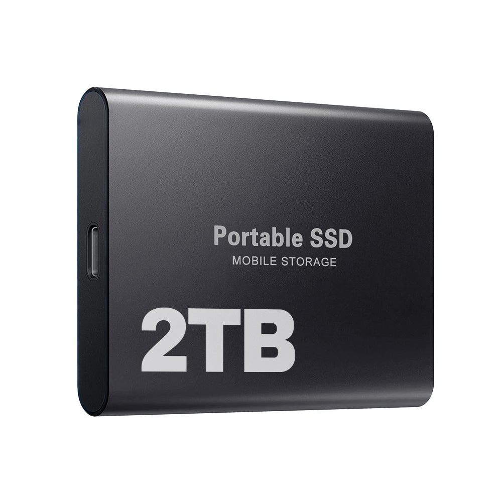 Portabel SSD - 2TB - 1050 MB/s - USB-C & USB 3.1 - Plug & Play - Svart, Blå & Röd