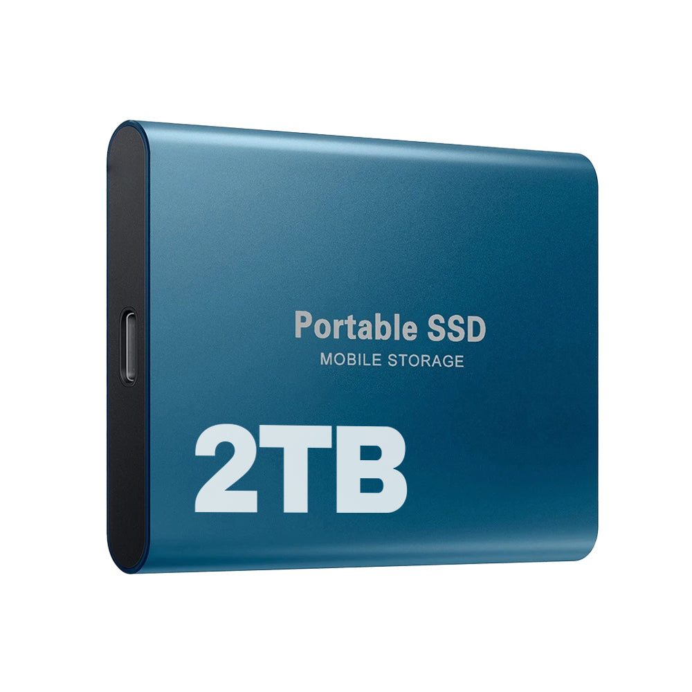 Portabel SSD - 2TB - 1050 MB/s - USB-C & USB 3.1 - Plug & Play - Svart, Blå & Röd