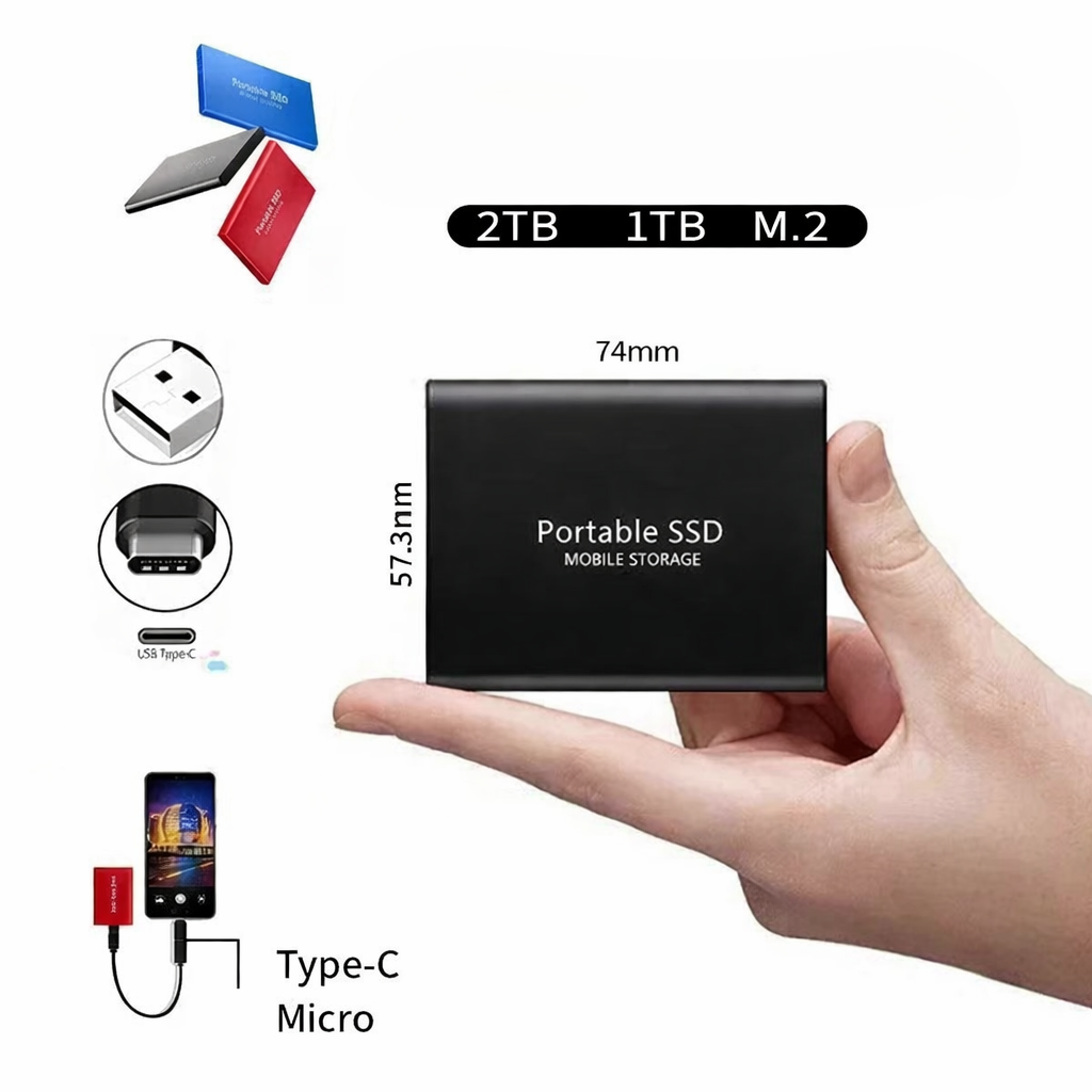 Tragbare SSD für Hochgeschwindigkeitsspeicher und einfache Backups