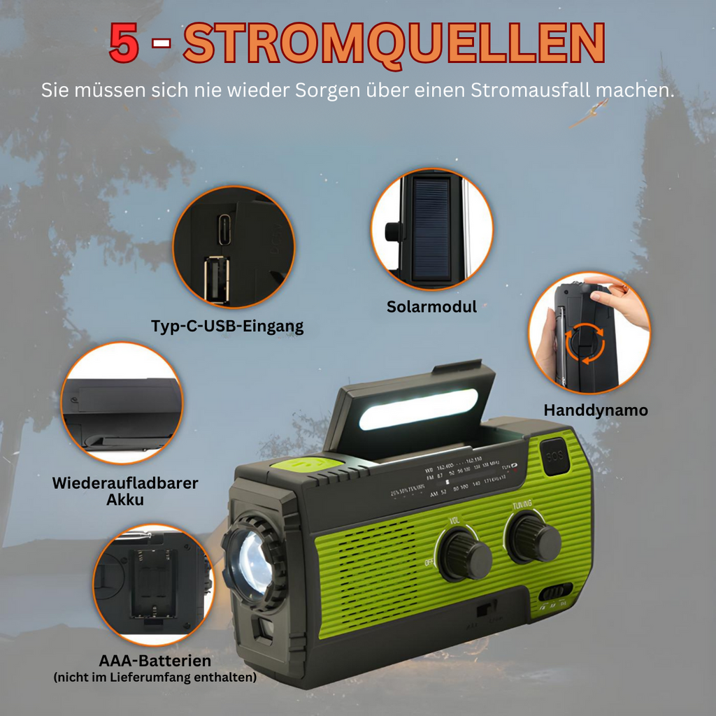Rádio de Emergência Portátil LumenGuard Pro com Energia Solar