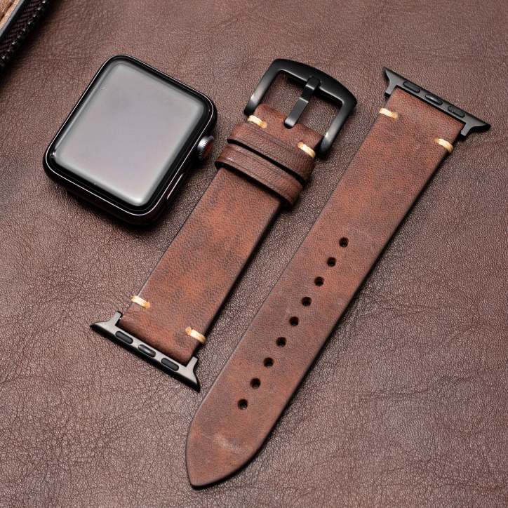 Premium italiensk læderrem til Apple Watch