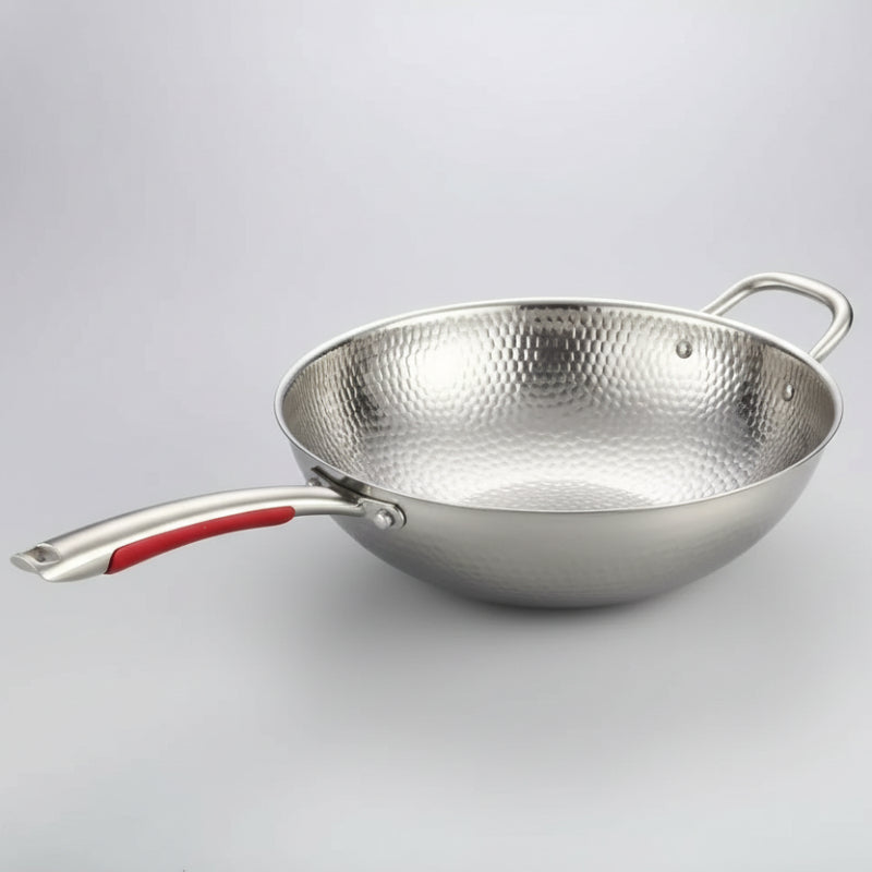 Premium titanium wok med buet bund til induktionskogning