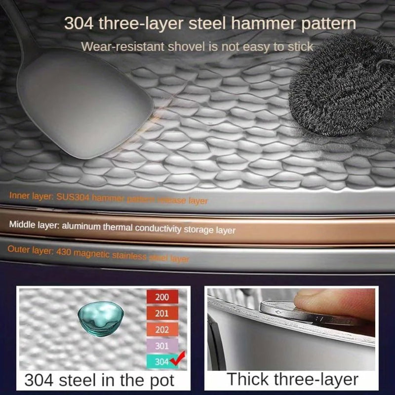 Premium titanium wok med buet bund til induktionskogning