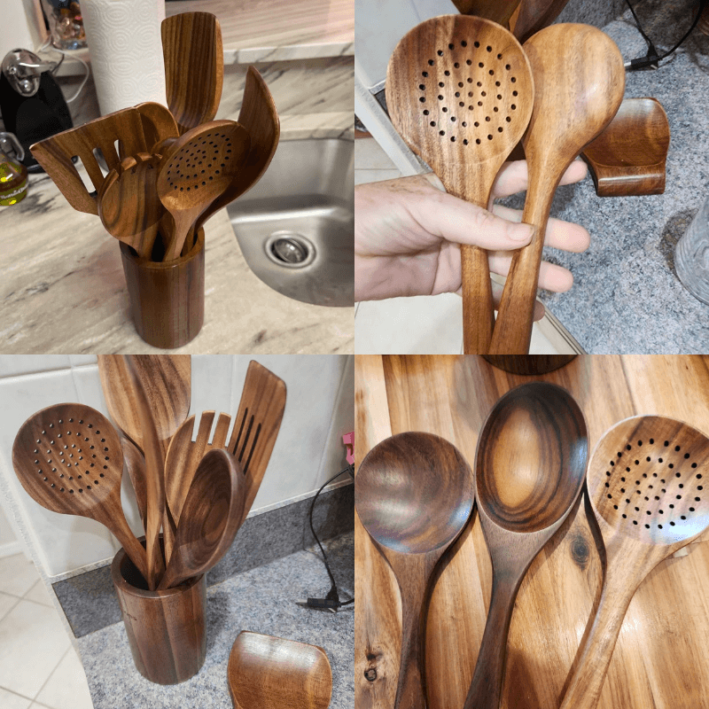 NatureLeaf Durable Wooden Cooking Utensil Set For Health Conscious Home Cooks