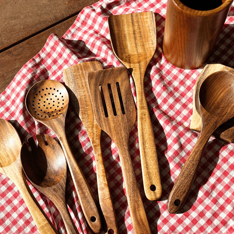 NatureLeaf Durable Wooden Cooking Utensil Set For Health Conscious Home Cooks