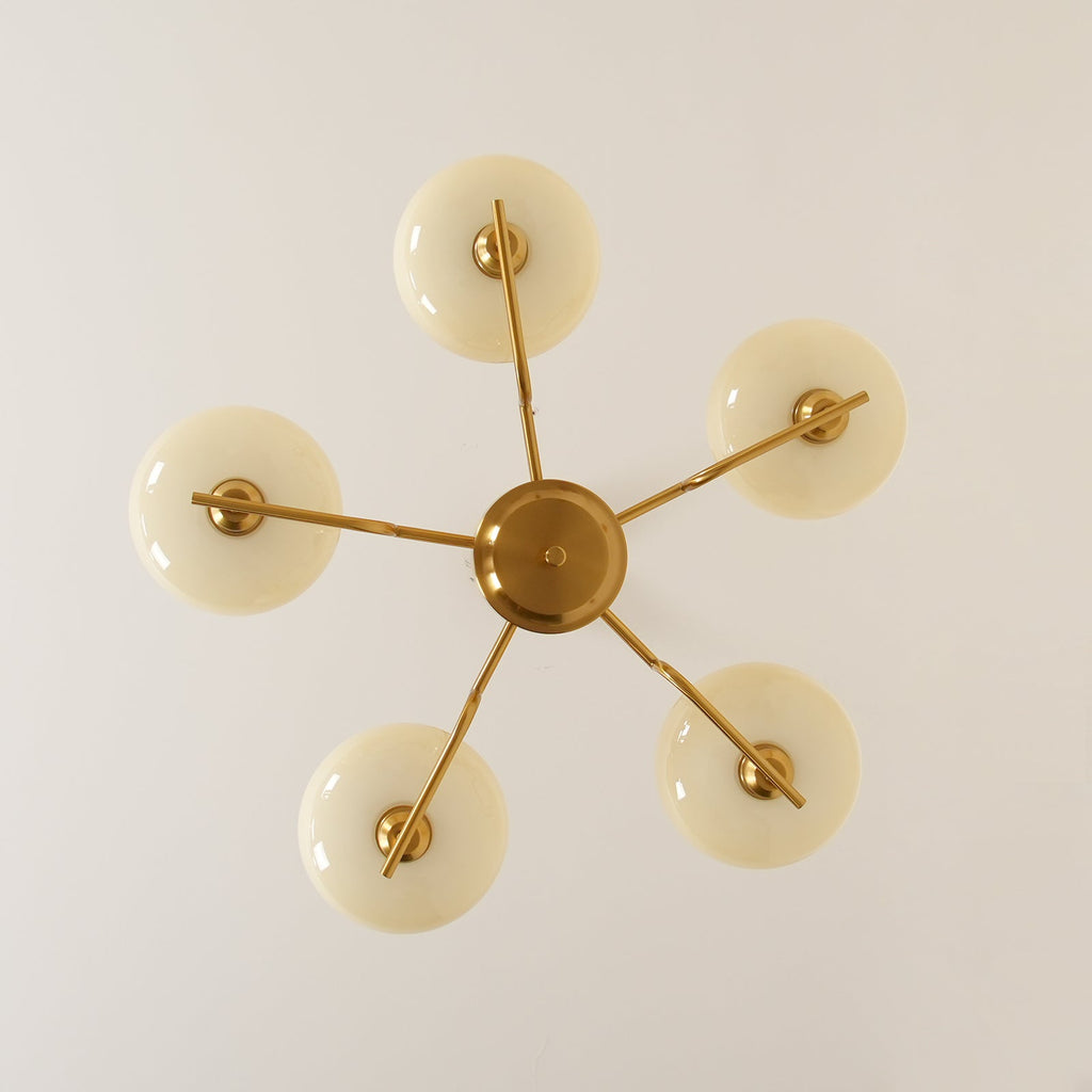 Candeeiros de teto Puja de design de meados do século — Conjunto de globos escultóricos, luminária marcante