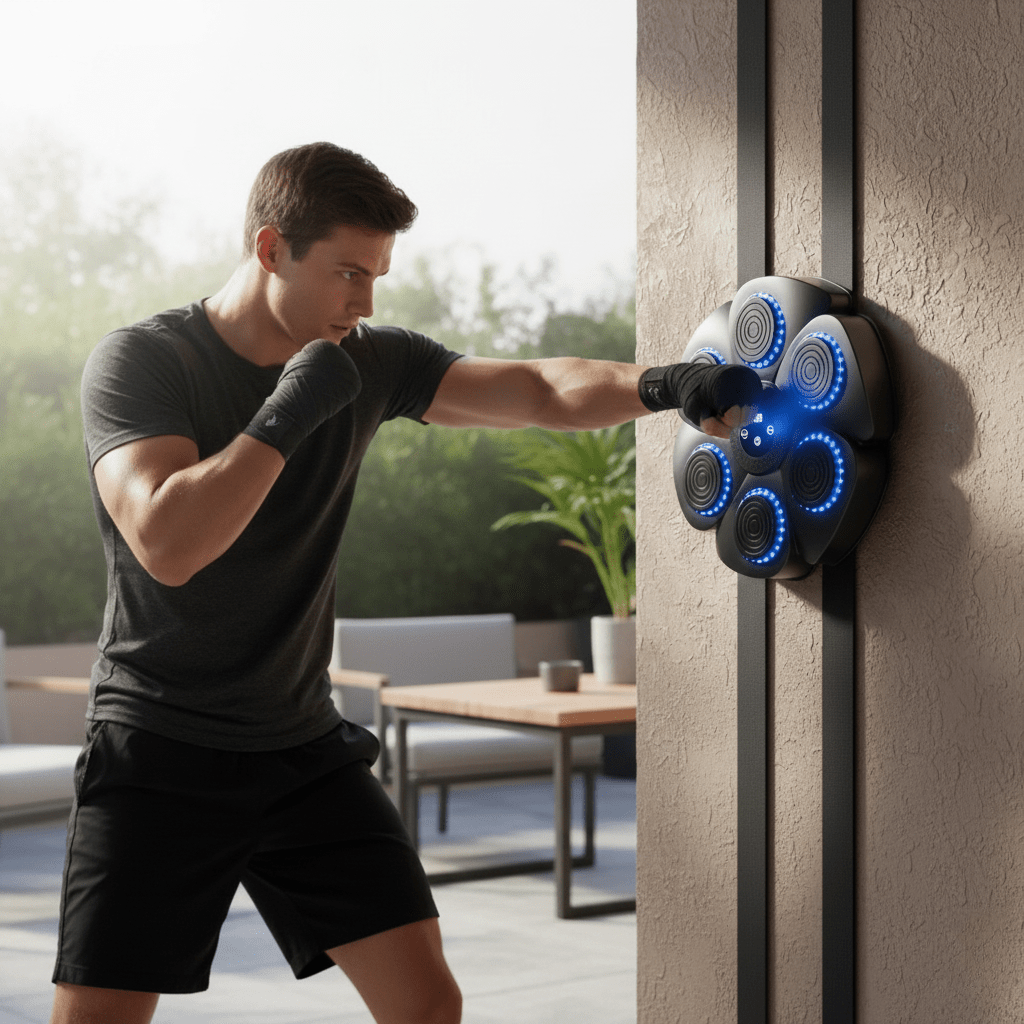 Unità da boxe intelligente PulseBox per palestra domestica con musica Bluetooth e illuminazione RGB