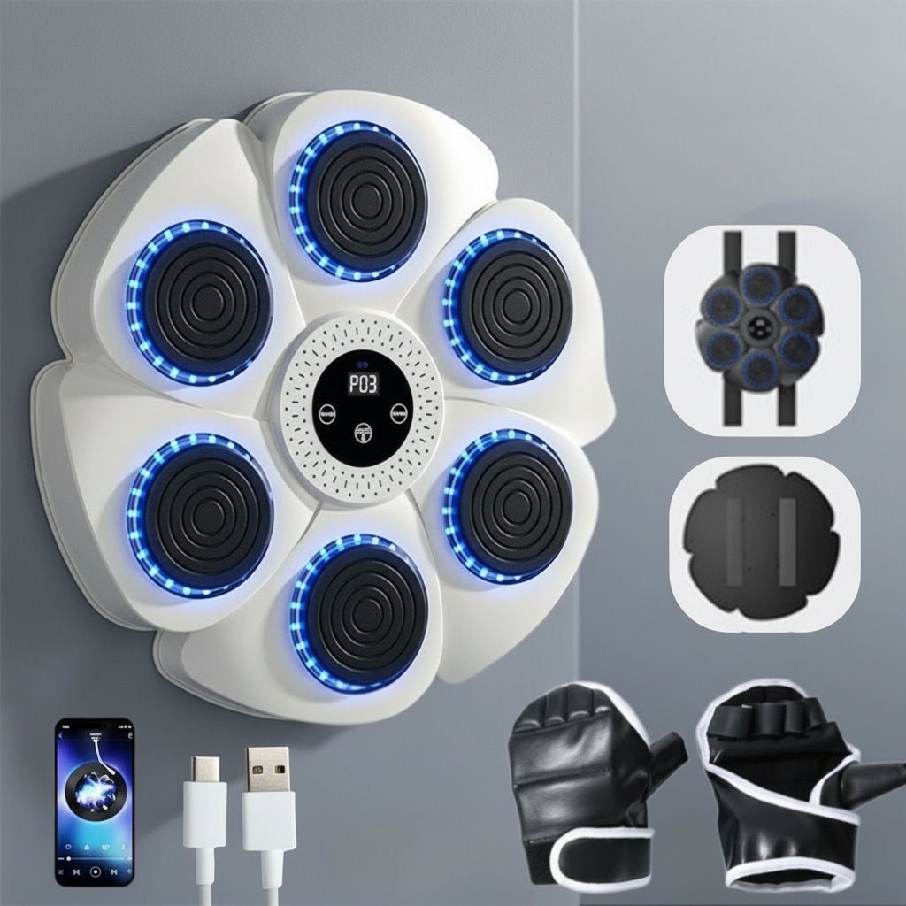 Unità da boxe intelligente PulseBox per palestra domestica con musica Bluetooth e illuminazione RGB