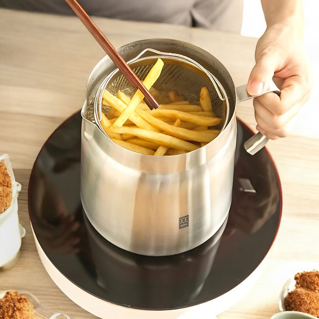 NexChef Oil Strainer & Frying Pot with Filter for Crisp Fry
