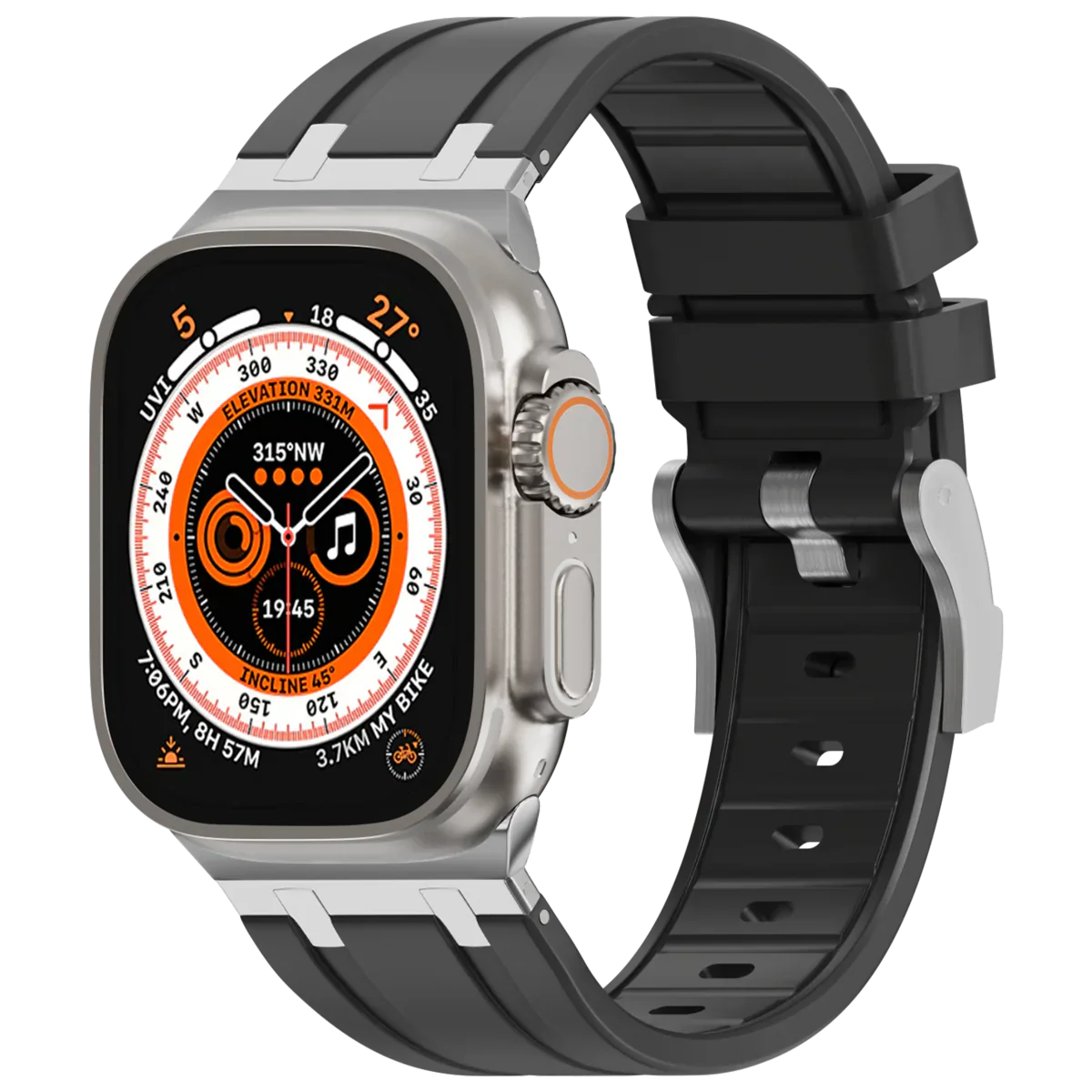 Luxe AP metalen kop siliconen band voor Apple Watch