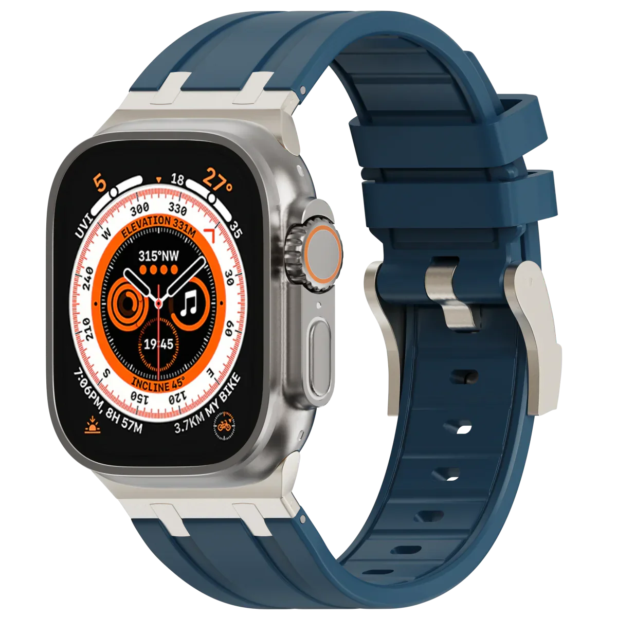 Luxe AP metalen kop siliconen band voor Apple Watch