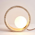 Q Circle Table Light — Yellow Travertine, Sculptural Design