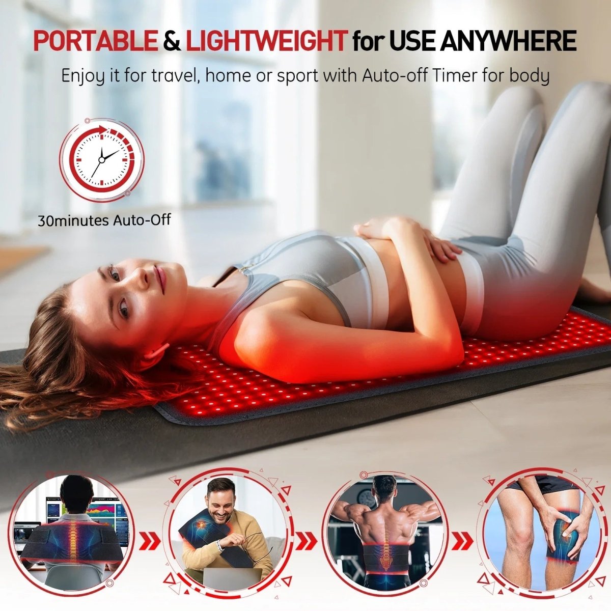 Almohadilla térmica de terapia de luz roja CalmPulse para aliviar profundamente los músculos de los atletas