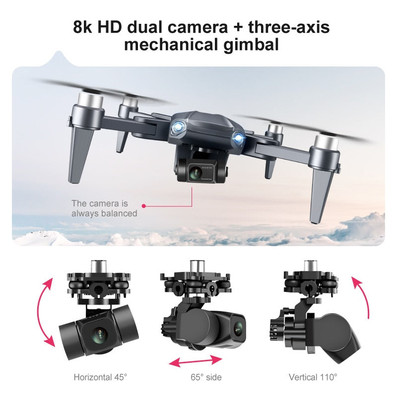 NovaWing Pro İnsansız Hava Aracı 8K Yüksek Çözünürlüklü Çift Kamera, Küresel Konumlama Sistemi ve Fırçasız Motorlarla