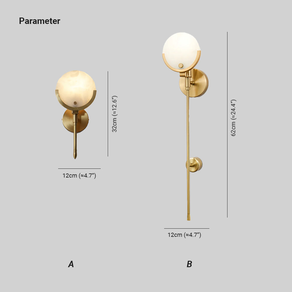 Bravi Wandleuchte aus Messing — Klassischer Alabaster-Lampenschirm