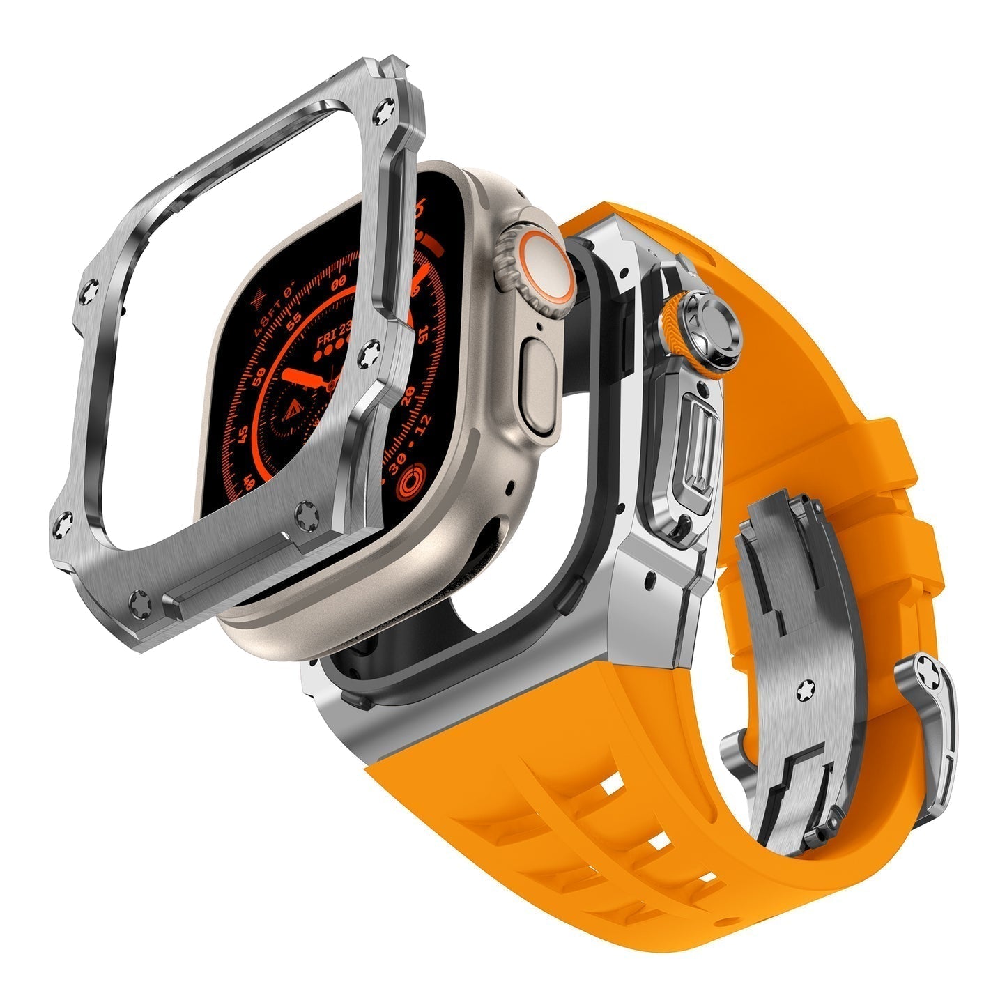 RM7015-serien - Sølv Vanguard rustfrit stål Apple Watch Ultra-etui