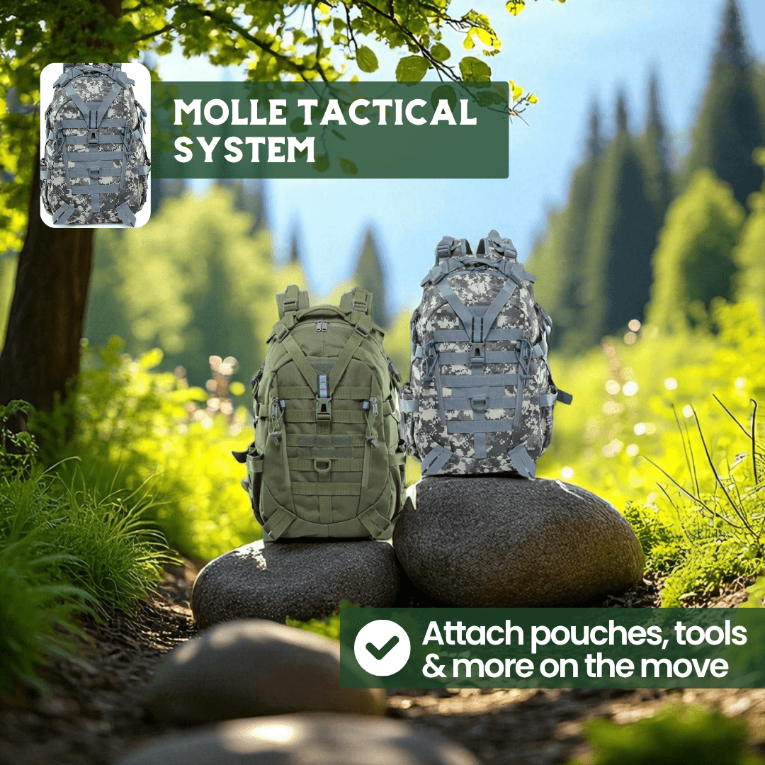 Mochila táctica Apex Trail de 40 L para aventureros, resistente al agua y de grado militar
