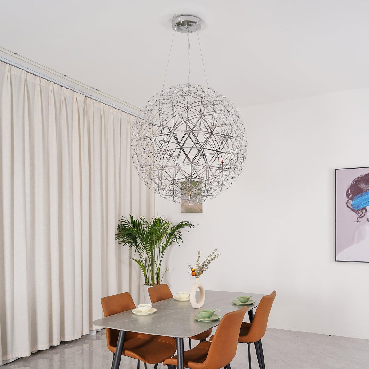 Spark Ball Pendant Light — Silver Finish