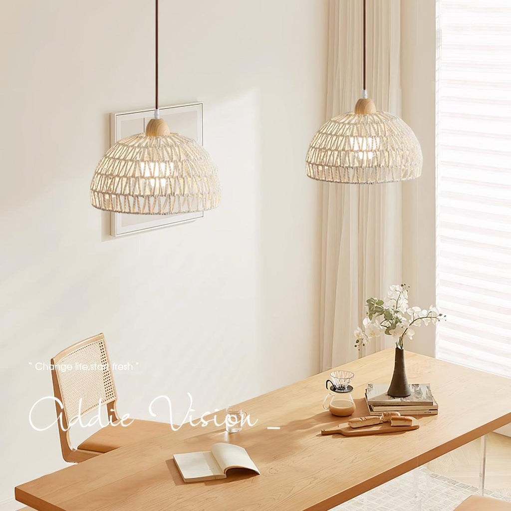 天然ラタンのアーチ型シーリングペンダントライト