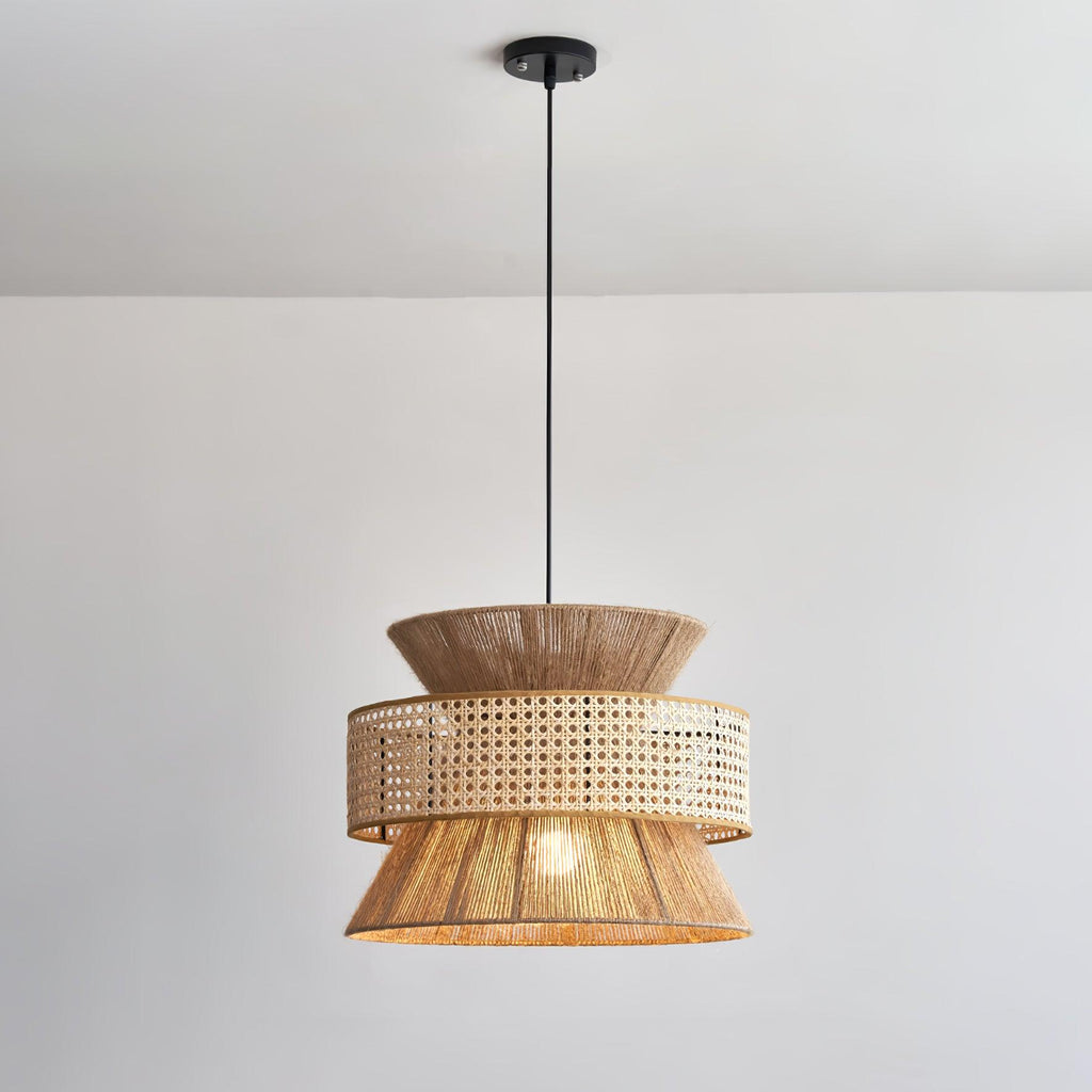 Suspension Ophelia en rotin tressé — Douille E26, 5 diamètres