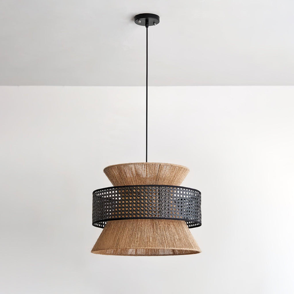 Suspension Ophelia en rotin tressé — Douille E26, 5 diamètres