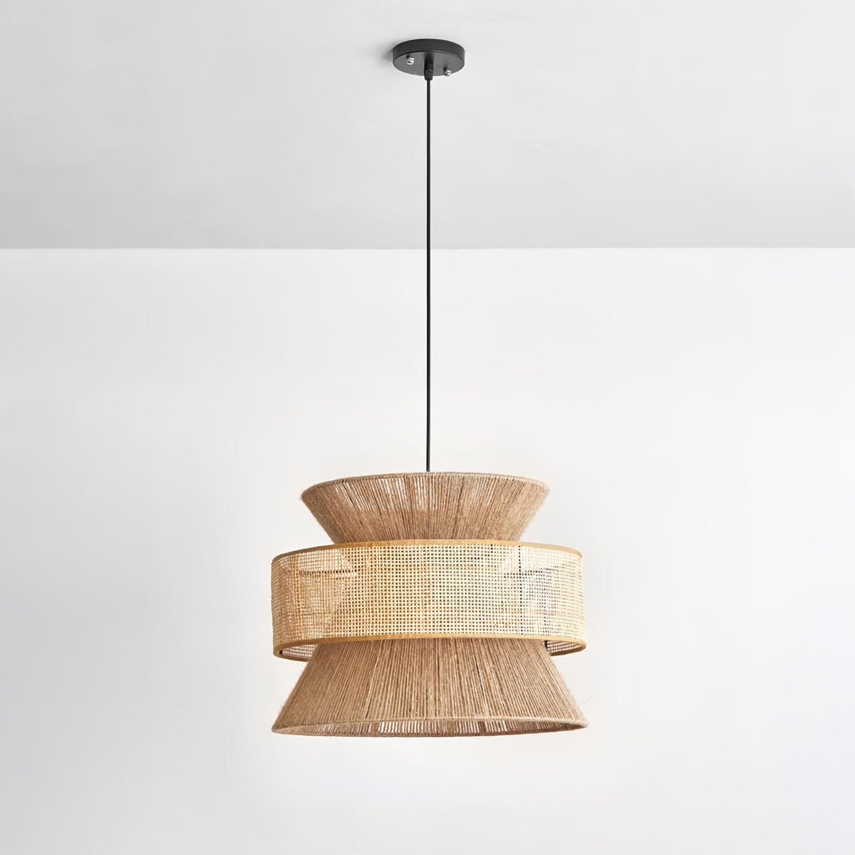 Suspension Ophelia en rotin tressé — Douille E26, 5 diamètres