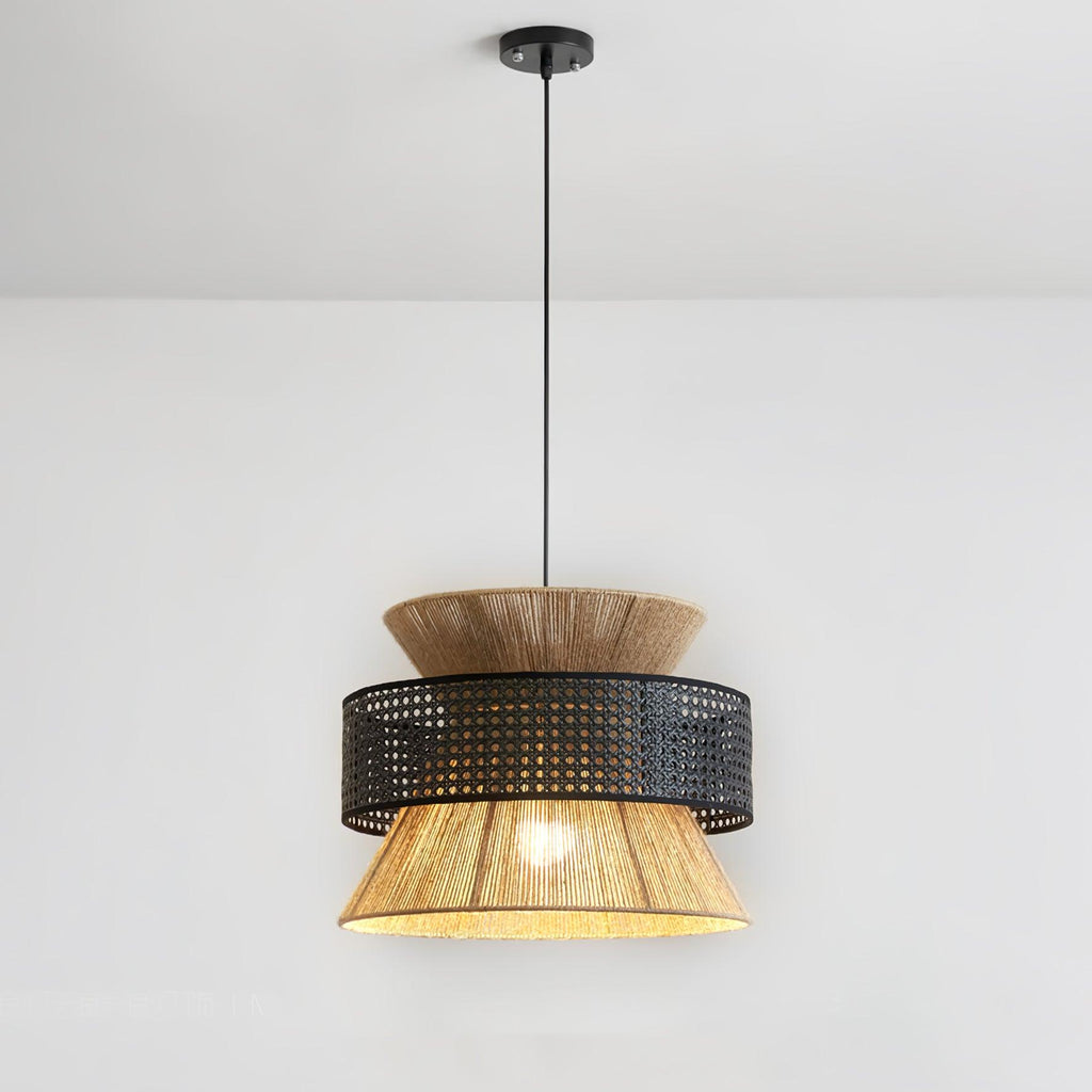 Suspension Ophelia en rotin tressé — Douille E26, 5 diamètres