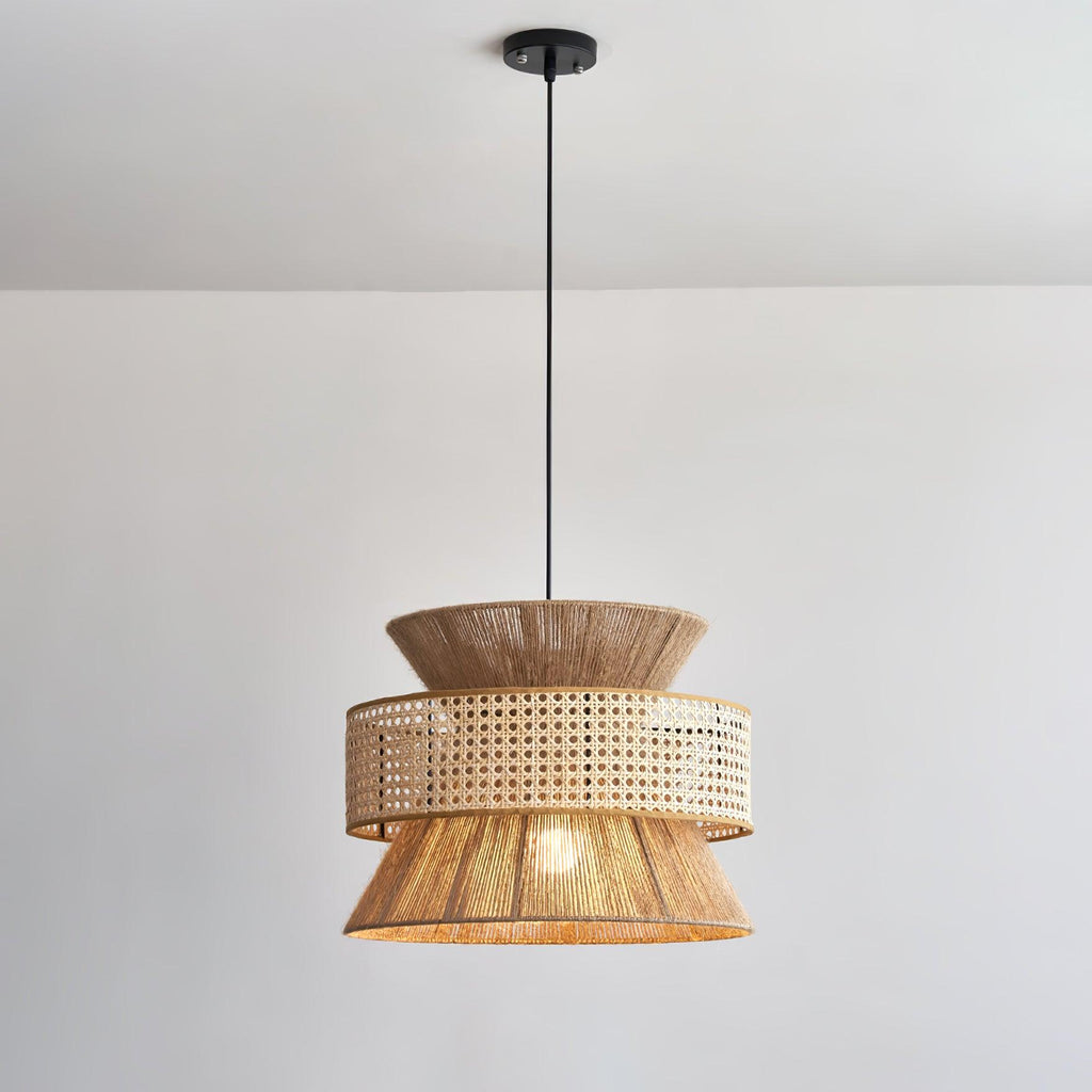 Suspension Ophelia en rotin tressé — Douille E26, 5 diamètres