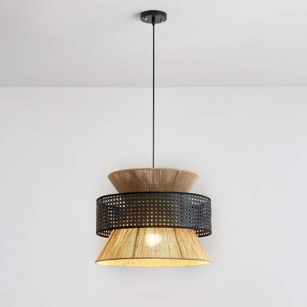 Suspension Ophelia en rotin tressé — Douille E26, 5 diamètres