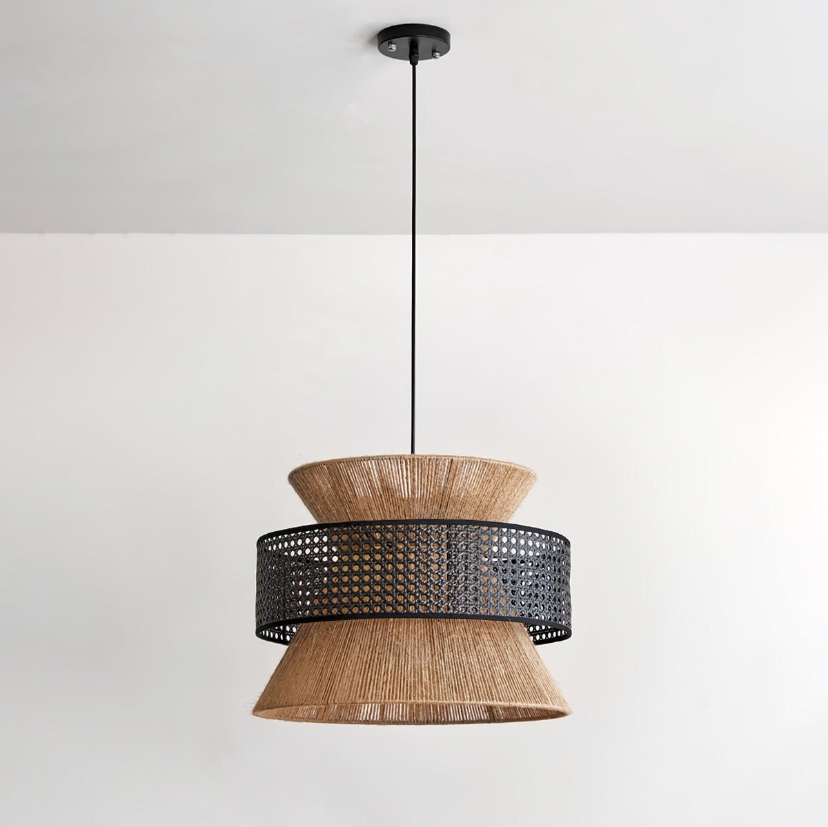 Suspension Ophelia en rotin tressé — Douille E26, 5 diamètres