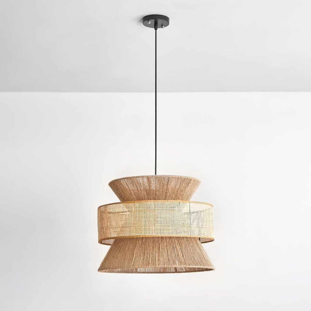 Suspension Ophelia en rotin tressé — Douille E26, 5 diamètres