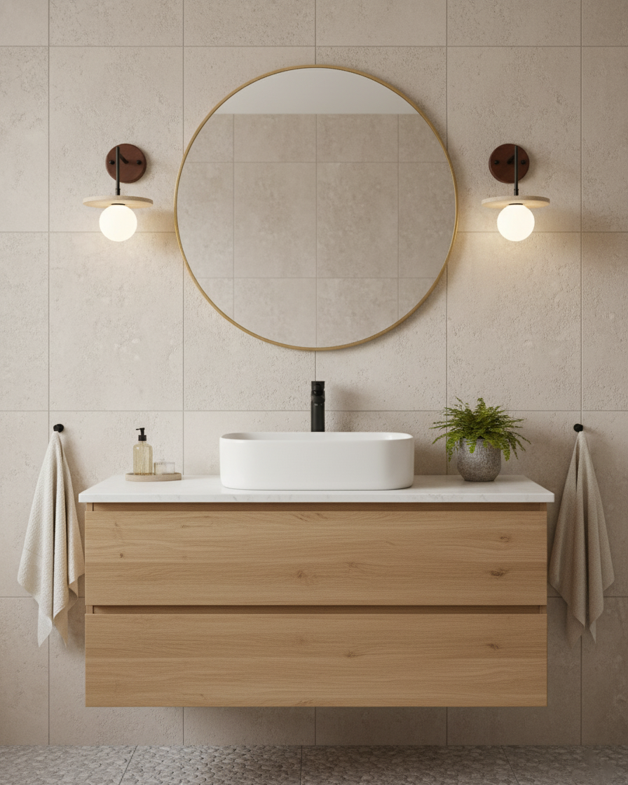 Minimalistyczna drewniana lampa ścienna Vantor — światło G9 podłączane na stałe, orzech i czerń