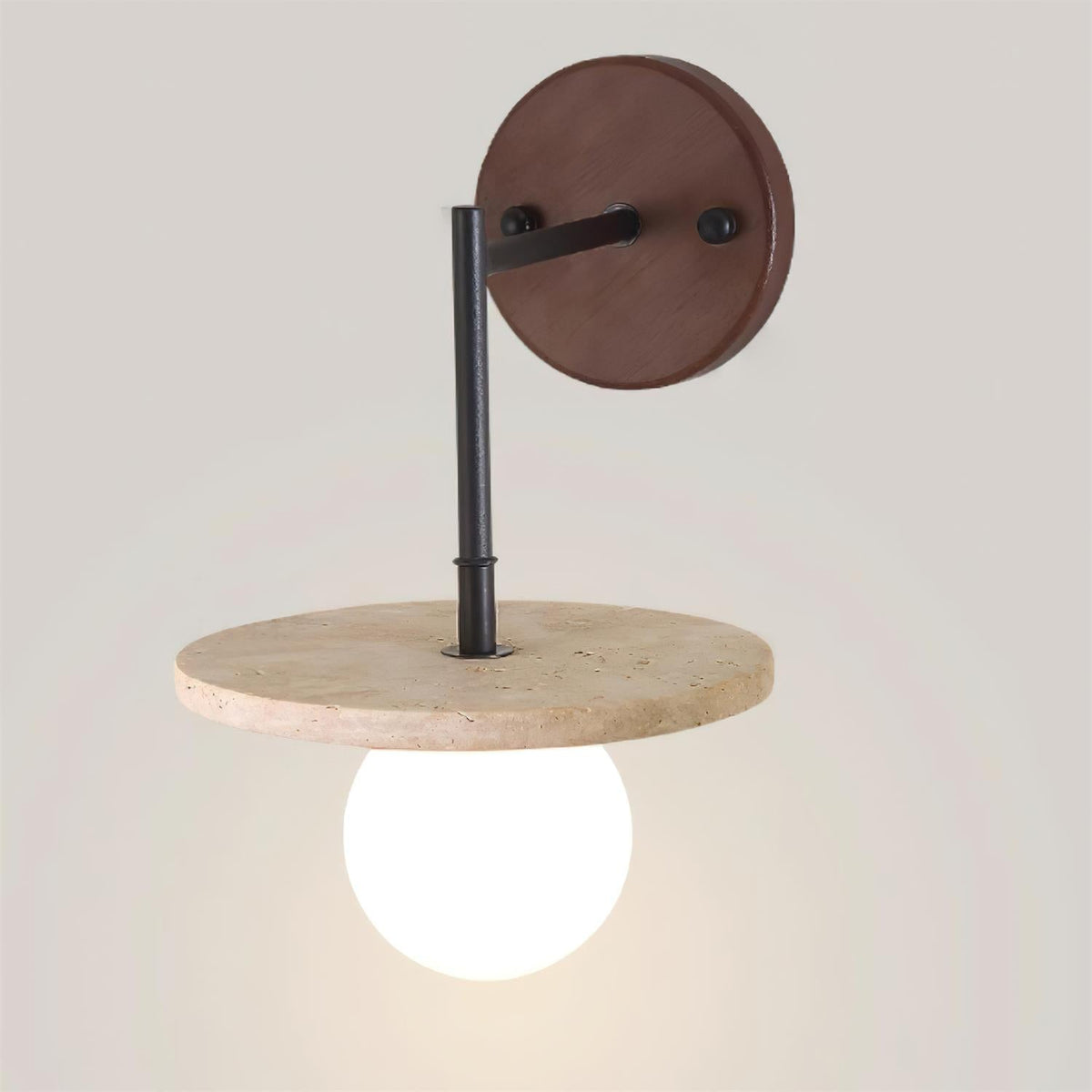 Minimalistyczna drewniana lampa ścienna Vantor — światło G9 podłączane na stałe, orzech i czerń
