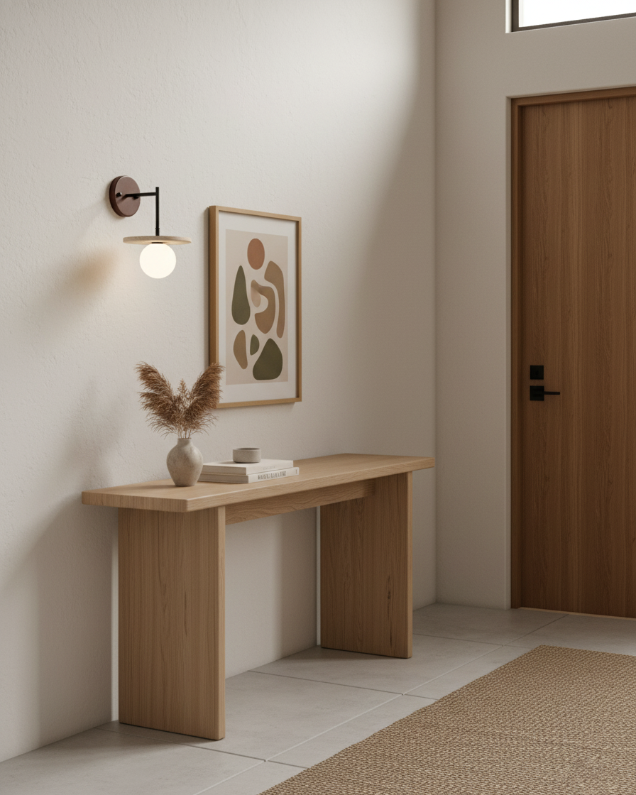 Minimalistyczna drewniana lampa ścienna Vantor — światło G9 podłączane na stałe, orzech i czerń
